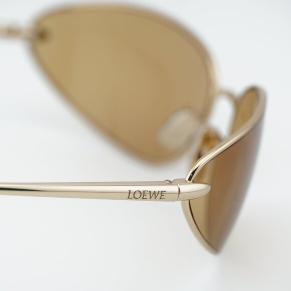 Loewe LW40164U 32E Sunglasses Shiny Gold Oval Frame, Brown Lenses main image 2